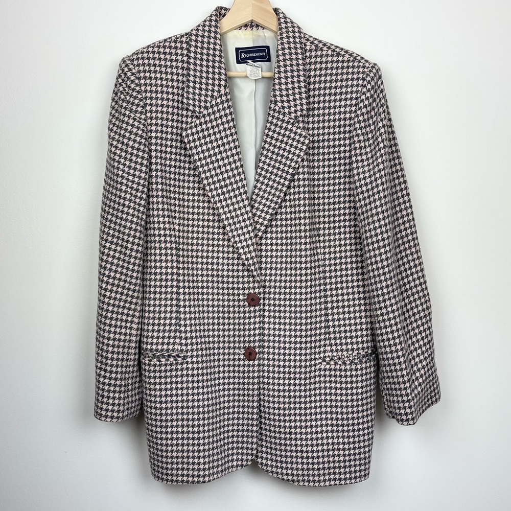 Vintage Requirements Plaid Pink Blazer Coat | Size 12 | Wool Blend
